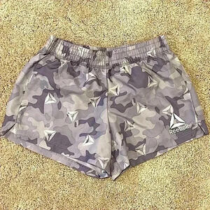 Reebok Girls Athletic Lined Shorts Sz. M-7/8 grey camouflage